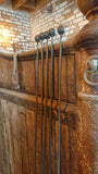 SET OF 5 x TALL 1.75M METAL RUSTY GARDEN BALL TOP PLANT STAKES SUPPORTS