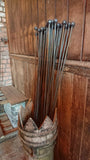 SET OF 5 x TALL 1.75M METAL RUSTY GARDEN BALL TOP PLANT STAKES SUPPORTS