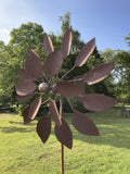 TALL METAL GARDEN RUSTY WIND SPINNER STAKE SCULPTURE ORNAMENT