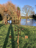 METAL GARDEN RUSTY COCKEREL WEATHERVANE WIND SPINNER STAKE ORNAMENT