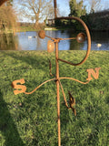 METAL GARDEN RUSTY COCKEREL WEATHERVANE WIND SPINNER STAKE ORNAMENT