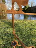 METAL GARDEN RUSTY COCKEREL WEATHERVANE WIND SPINNER STAKE ORNAMENT