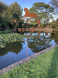METAL GARDEN RUSTY HORSE WEATHERVANE WIND SPINNER STAKE ORNAMENT