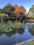 METAL GARDEN RUSTY HORSE WEATHERVANE WIND SPINNER STAKE ORNAMENT