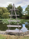 LARGE METAL 5 TIER FOLDING SHELF PLANT STAND INDOOR /GARDEN ORNAMENT.