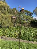 METAL ACORNS BIRD PEANUT / FAT SUET BALL FEEDER LEAF STAKE GARDEN ORNAMENT