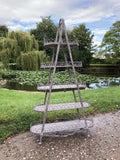 LARGE METAL 5 TIER FOLDING SHELF PLANT STAND INDOOR /GARDEN ORNAMENT.
