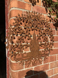 RUSTY METAL MEDITATING BUDDHA BODHI WALL PLAQUE HANGING RUSTIC GARDEN ORNAMENT