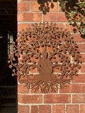 RUSTY METAL MEDITATING BUDDHA BODHI WALL PLAQUE HANGING RUSTIC GARDEN ORNAMENT