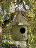 RUSTIC GREY METAL HANGING MINI BIRD HOUSE STYLE LANTERN GARDEN ORNAMENT