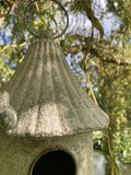 RUSTIC GREY METAL HANGING MINI BIRD HOUSE STYLE LANTERN GARDEN ORNAMENT