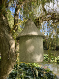 RUSTIC GREY METAL HANGING MINI BIRD HOUSE STYLE LANTERN GARDEN ORNAMENT