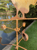 METAL GARDEN RUSTY COCKEREL WEATHERVANE WIND SPINNER STAKE ORNAMENT SUPPORT
