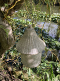 RUSTIC GREY METAL HANGING MINI BIRD HOUSE STYLE LANTERN GARDEN ORNAMENT