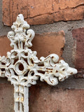 SMALL CAST IRON METAL CROSS WALL PLAQUE RUSTIC GARDEN ORNAMENT