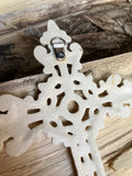 SMALL CAST IRON METAL CROSS WALL PLAQUE RUSTIC GARDEN ORNAMENT
