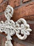 CAST IRON METAL CROSS WALL PLAQUE HANGING RUSTIC GARDEN ORNAMENT.