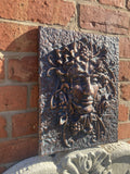 METAL CAST ALUMINIUM GRAPE LADY WALL PLAQUE GARDEN ORNAMENT