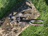 METAL CAST ALUMINIUM RUNNING RABBITS / HARES STATUE GARDEN ORNAMENT