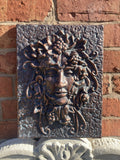 METAL CAST ALUMINIUM GRAPE LADY WALL PLAQUE GARDEN ORNAMENT