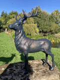 PAIR OF METAL CAST ALUMINIUM DEER STATUES GARDEN ORNAMENTS