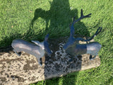 PAIR OF METAL CAST ALUMINIUM DEER STATUES GARDEN ORNAMENTS
