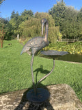 METAL CAST ALUMINIUM CRANE BIRD BATH / FEEDER STATUE GARDEN ORNAMENT