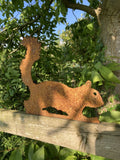RUSTY METAL RED SQUIRREL FENCE ART RUSTIC GARDEN DECORATION ORNAMENT