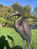 PAIR OF METAL CAST ALUMINIUM CRANE   STATUES GARDEN ORNAMENTS