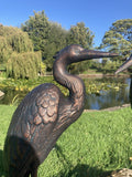 PAIR OF METAL CAST ALUMINIUM CRANE   STATUES GARDEN ORNAMENTS