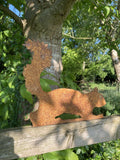 RUSTY METAL RED SQUIRREL FENCE ART RUSTIC GARDEN DECORATION ORNAMENT