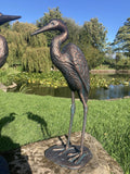 PAIR OF METAL CAST ALUMINIUM CRANE   STATUES GARDEN ORNAMENTS