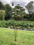 RUSTY METAL GARDEN POPPY FLOWER SPRAY PLANT STAKE ORNAMENT SUPPORT DECORATION