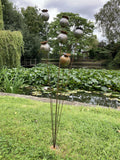 RUSTY METAL GARDEN POPPY FLOWER SPRAY PLANT STAKE ORNAMENT SUPPORT DECORATION