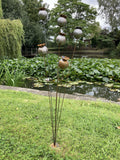 RUSTY METAL GARDEN POPPY FLOWER SPRAY PLANT STAKE ORNAMENT SUPPORT DECORATION