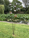 RUSTY METAL GARDEN POPPY FLOWER SPRAY PLANT STAKE ORNAMENT SUPPORT DECORATION