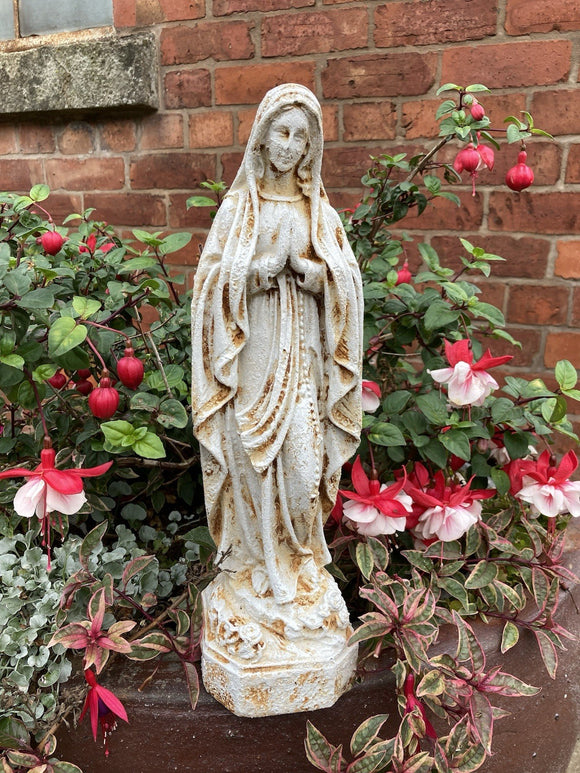 METAL CAST IRON MARY STATUE MEMORIAL RELIGIOUS GARDEN ORNAMENT