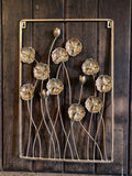 COPPER EFFECT METAL RECTANGULAR FLORAL WALL ART PLAQUE