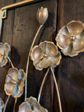 COPPER EFFECT METAL RECTANGULAR FLORAL WALL ART PLAQUE
