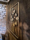 COPPER EFFECT METAL RECTANGULAR FLORAL WALL ART PLAQUE