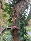 METAL HANGING MUSHROOM / TOADSTOOL BELL CHAIN GARDEN ORNAMENT DECOR