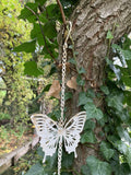 METAL HANGING BUTTERFLY CHAIN GARDEN ORNAMENT DECOR