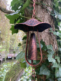 METAL HANGING MUSHROOM / TOADSTOOL BELL CHAIN GARDEN ORNAMENT DECOR