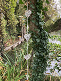 METAL HANGING HEART CHAIN GARDEN ORNAMENT DECOR