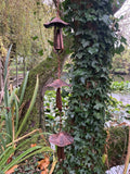 METAL HANGING MUSHROOM / TOADSTOOL BELL CHAIN GARDEN ORNAMENT DECOR