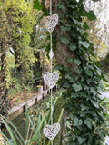 METAL HANGING HEART CHAIN GARDEN ORNAMENT DECOR