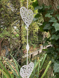 METAL HANGING HEART CHAIN GARDEN ORNAMENT DECOR