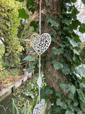 METAL HANGING HEART CHAIN GARDEN ORNAMENT DECOR