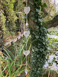 METAL HANGING HEART CHAIN GARDEN ORNAMENT DECOR