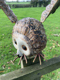 COLOURED METAL FLYING OWL BIRD STATUE GARDEN ORNAMENT